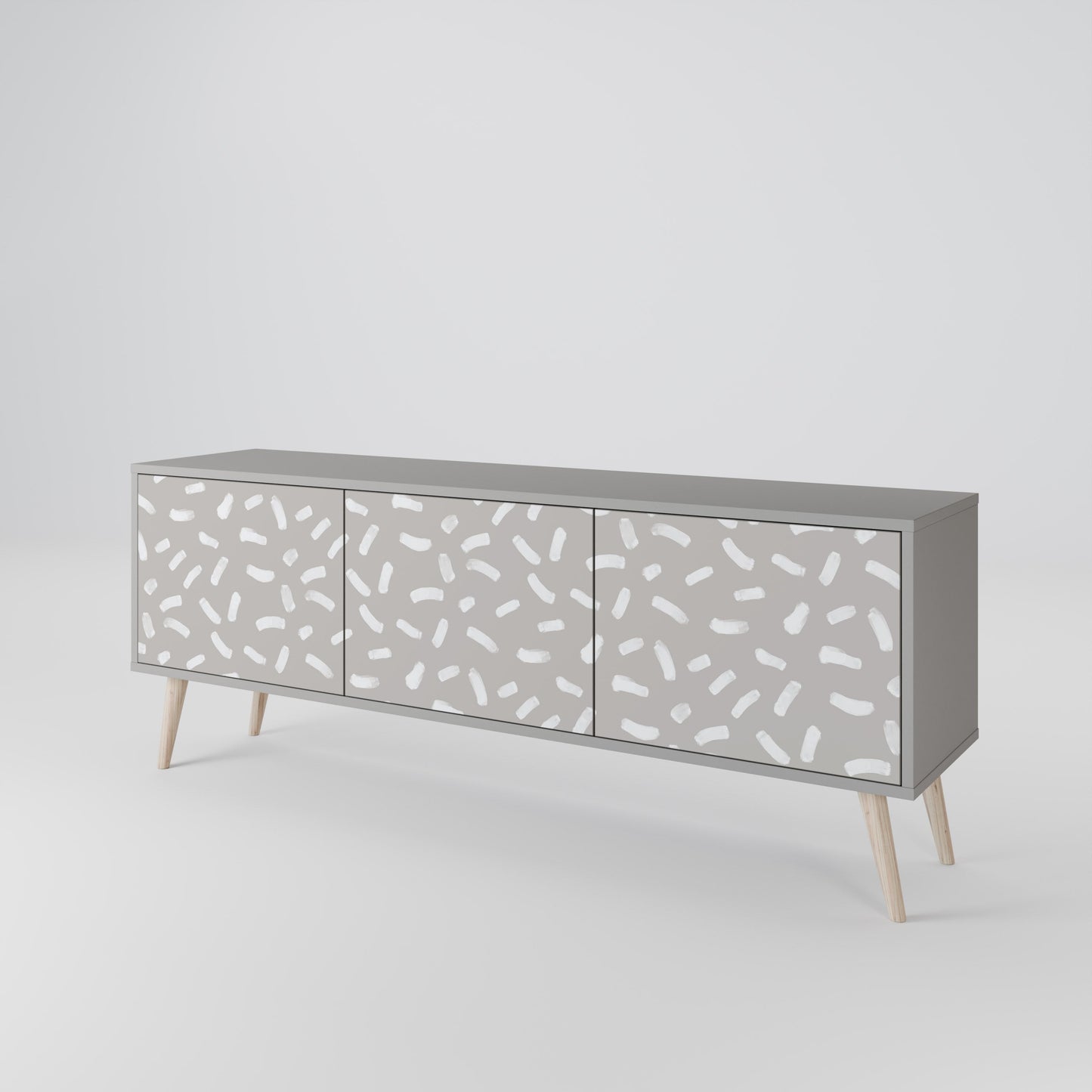 PASSING SECONDS 3-Door TV Stand in Grey Finish