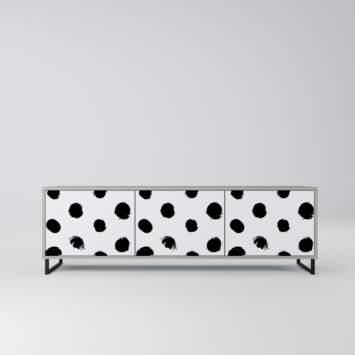 SLIPPING MINUTES 3-Door TV Stand in Grey Finish