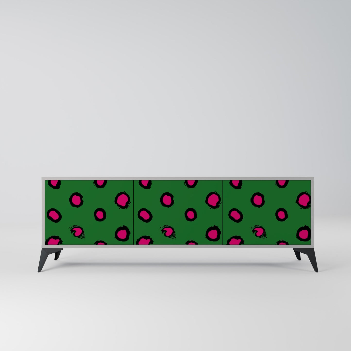 FUNKY SPOTS 3-Door TV Stand in Grey Finish
