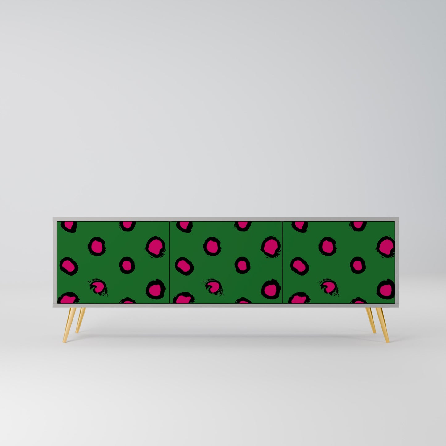 FUNKY SPOTS 3-Door TV Stand in Grey Finish