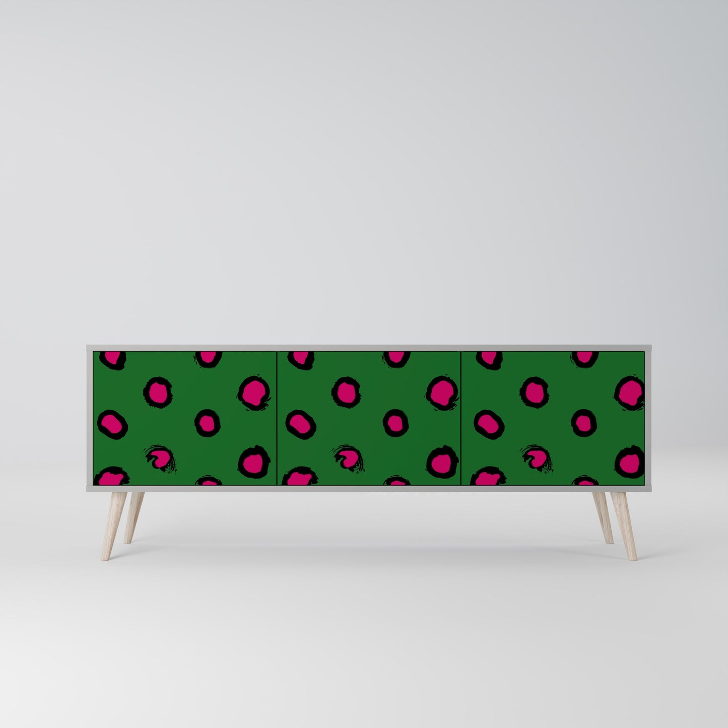 FUNKY SPOTS 3-Door TV Stand in Grey Finish