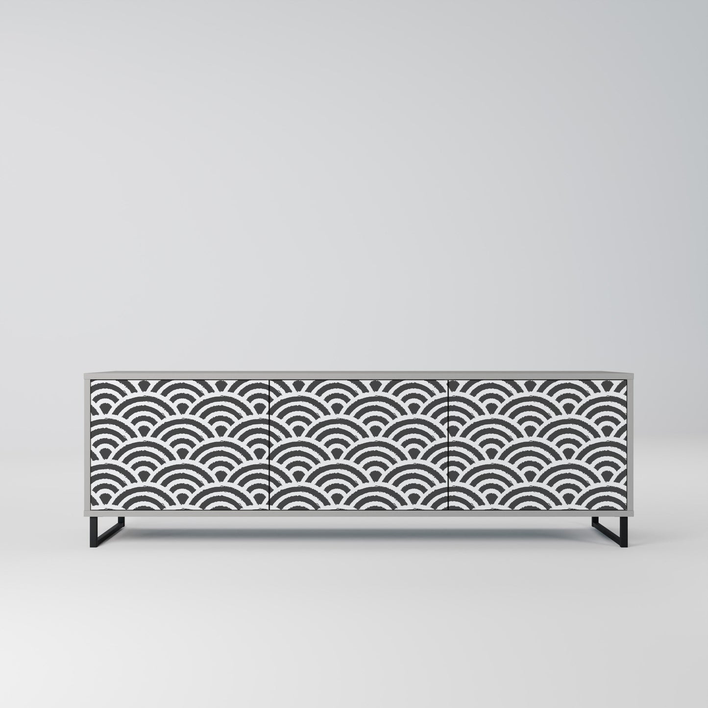 GLOOMY HOST 3-Door TV Stand in Grey Finish