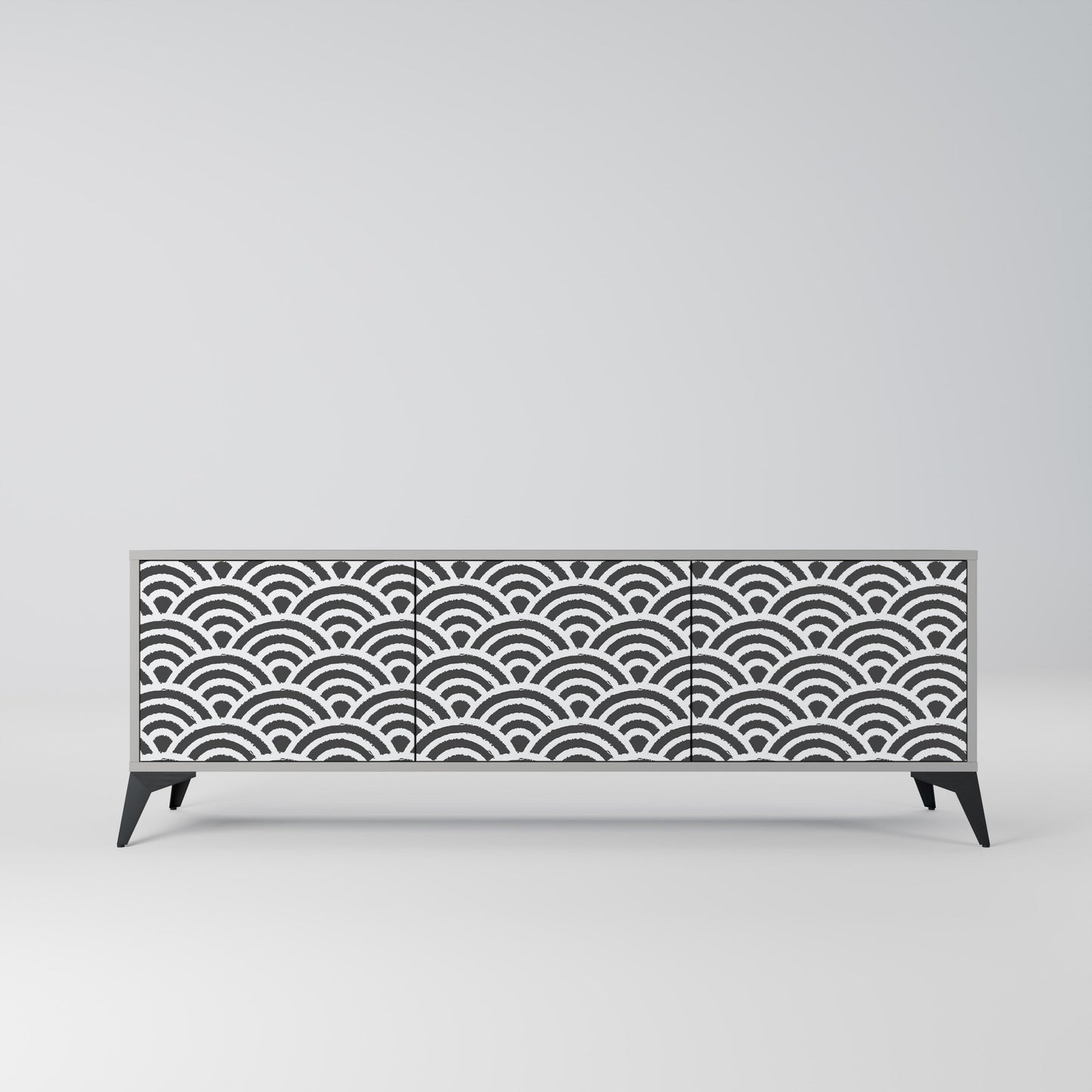 GLOOMY HOST 3-Door TV Stand in Grey Finish