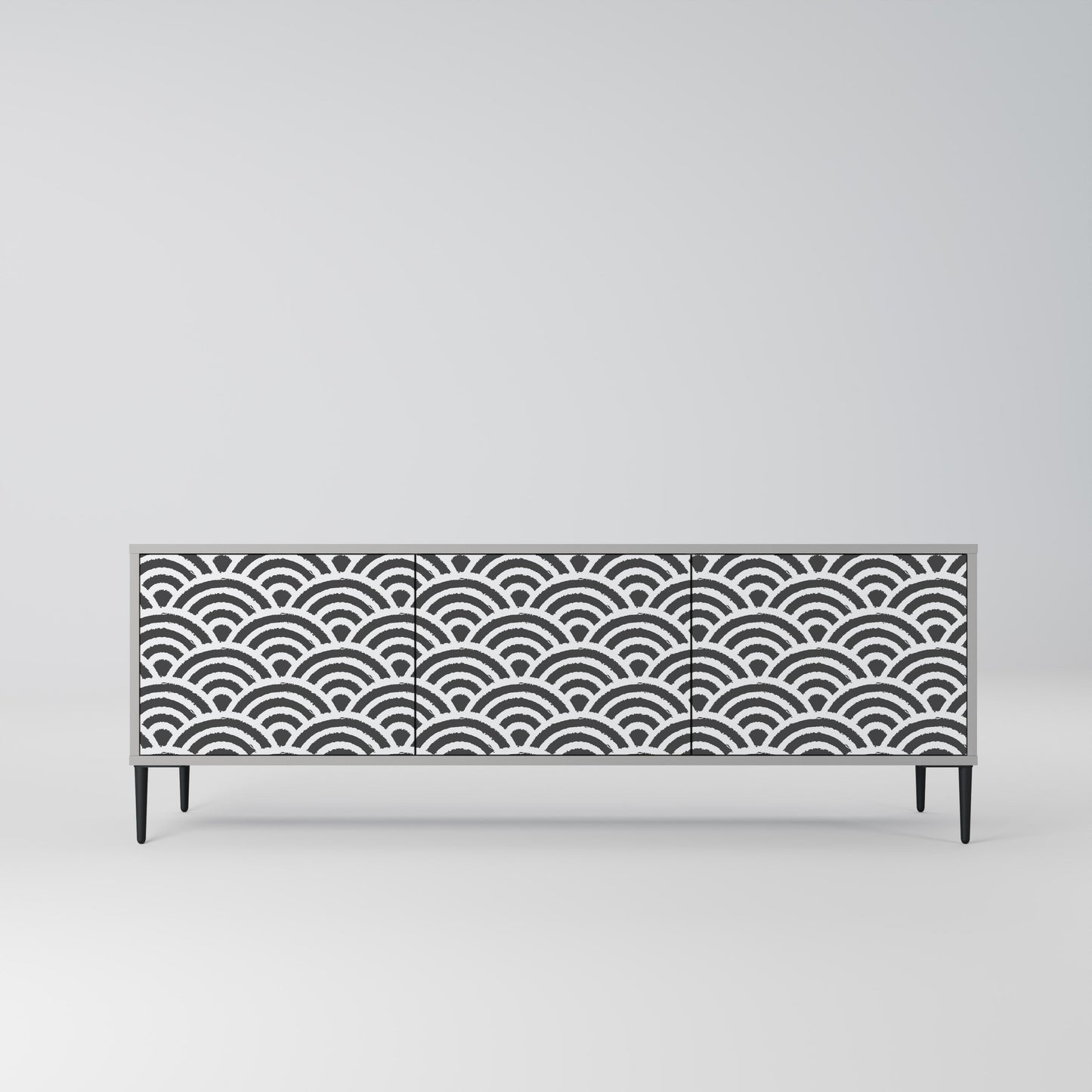 GLOOMY HOST 3-Door TV Stand in Grey Finish