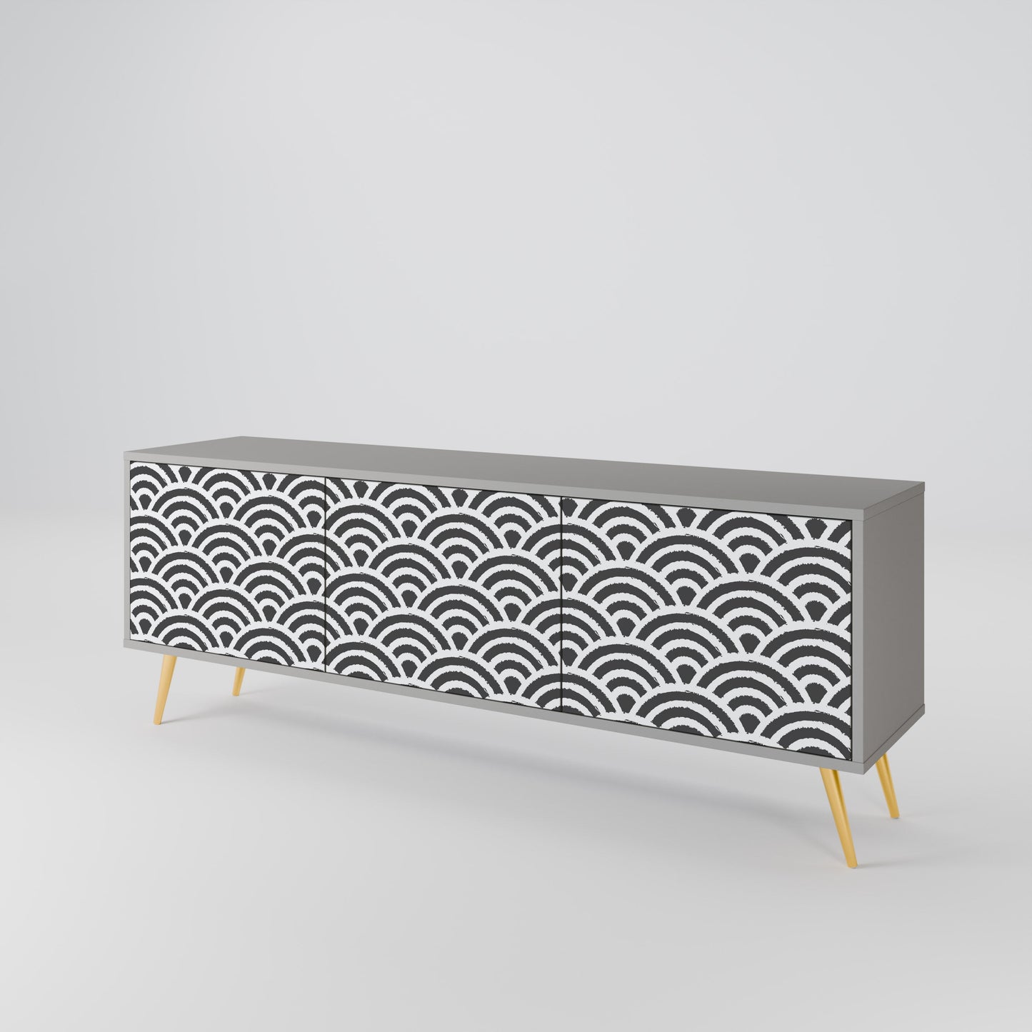 GLOOMY HOST 3-Door TV Stand in Grey Finish