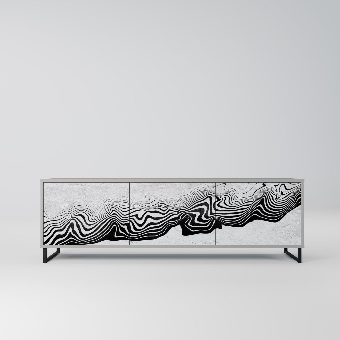 MONOCHROME MIRAGE 3-Door TV Stand in Grey Finish