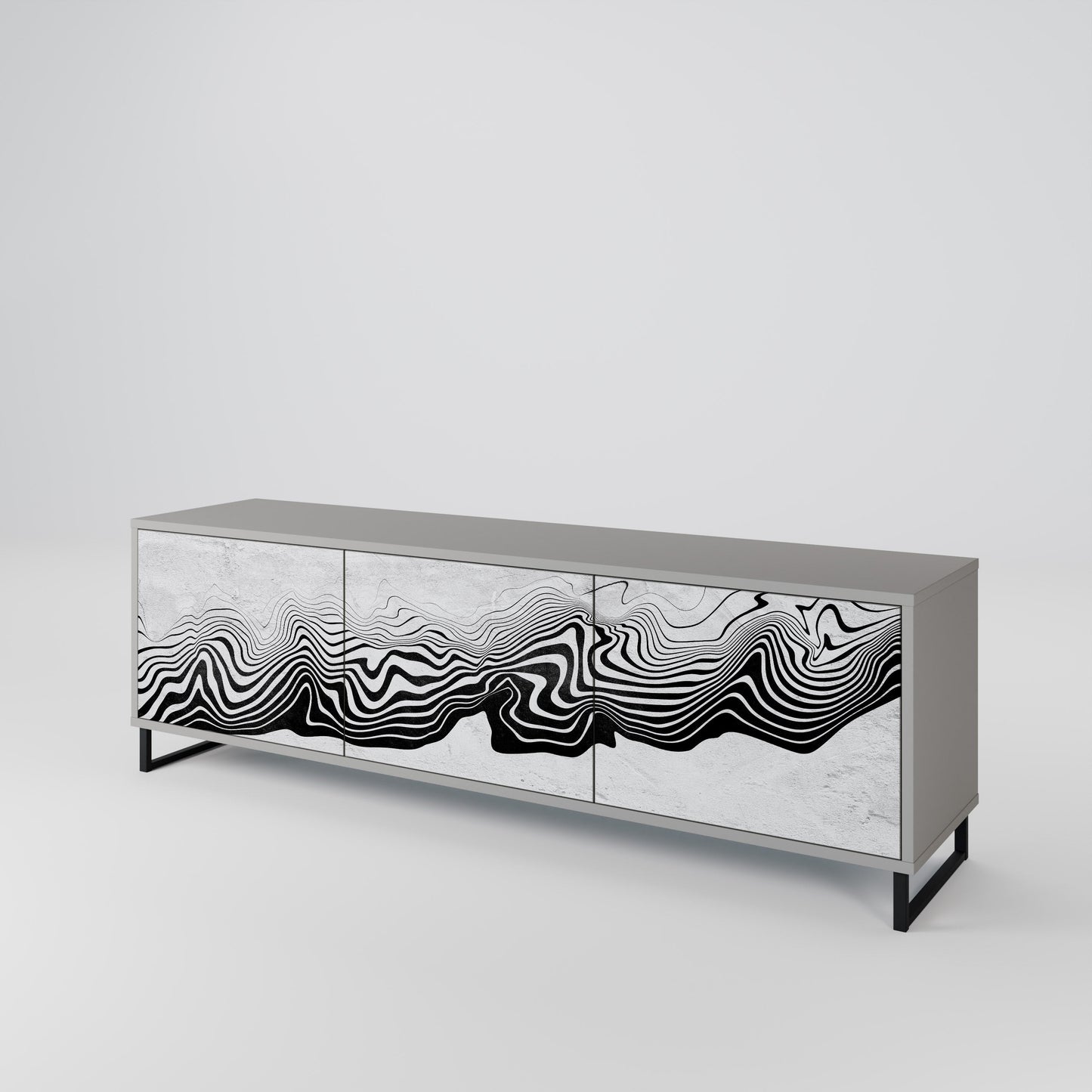 MONOCHROME MIRAGE 3-Door TV Stand in Grey Finish