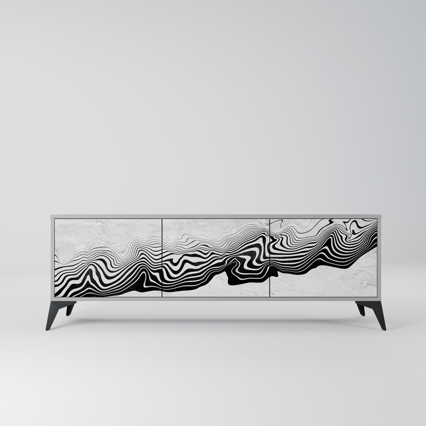 MONOCHROME MIRAGE 3-Door TV Stand in Grey Finish