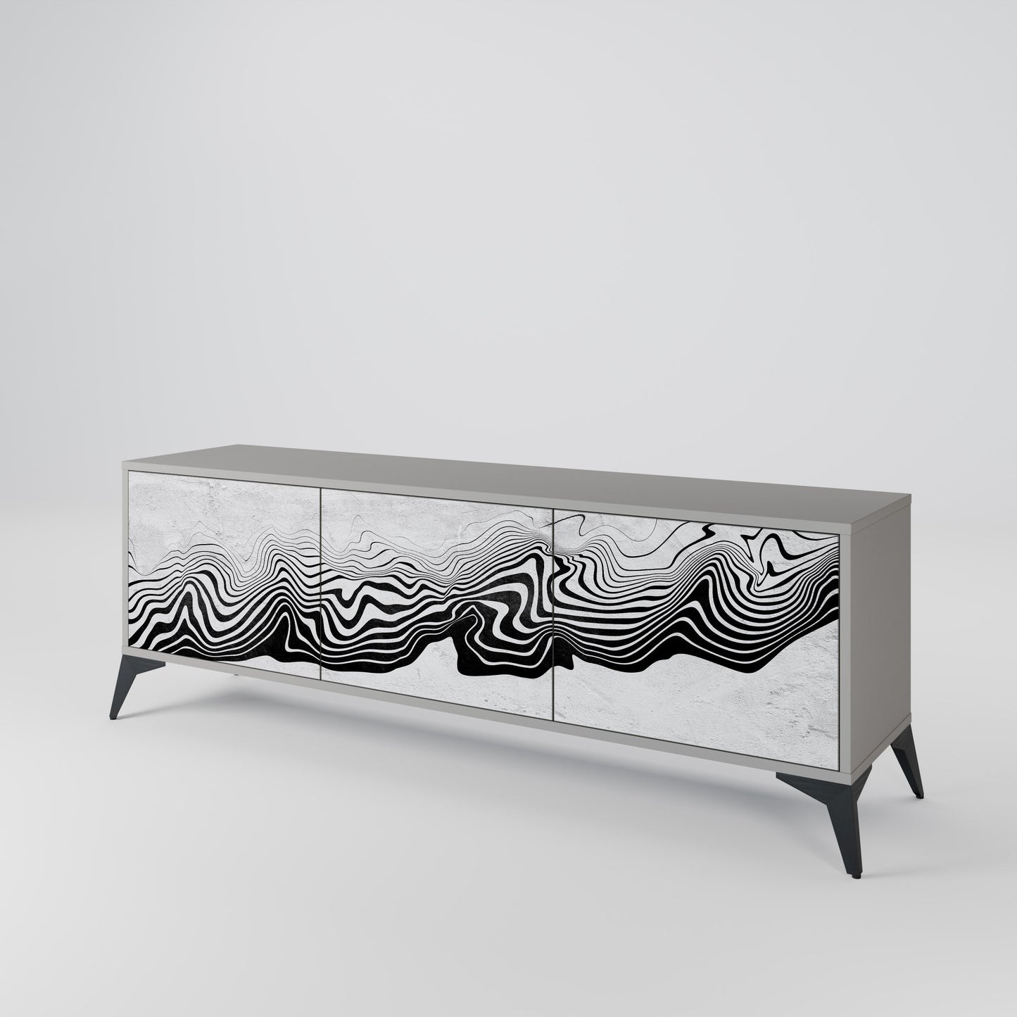MONOCHROME MIRAGE 3-Door TV Stand in Grey Finish