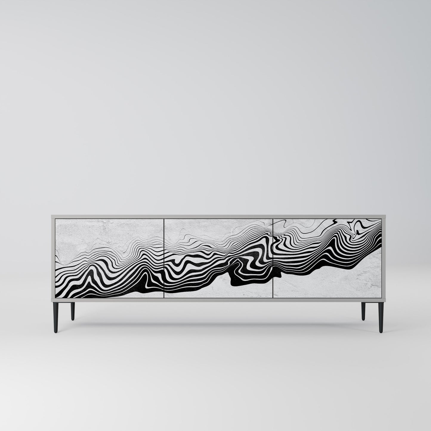 MONOCHROME MIRAGE 3-Door TV Stand in Grey Finish