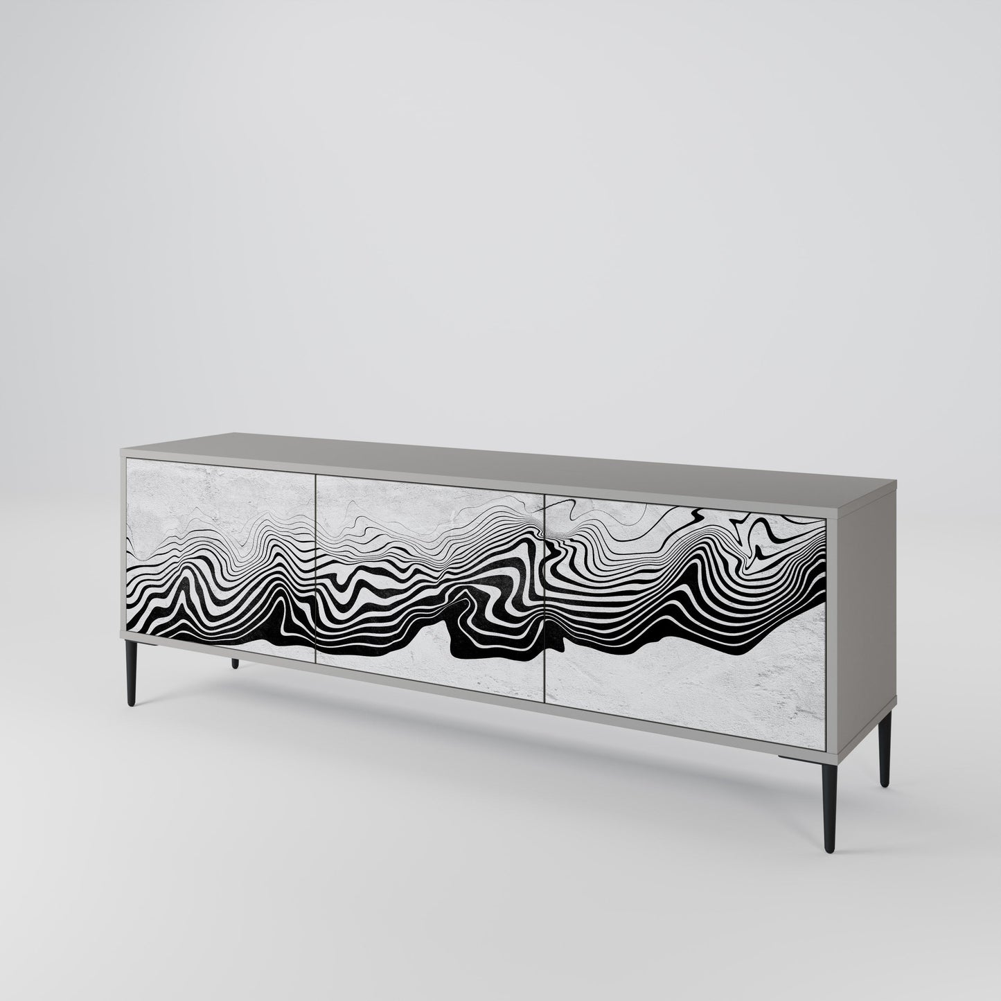 MONOCHROME MIRAGE 3-Door TV Stand in Grey Finish