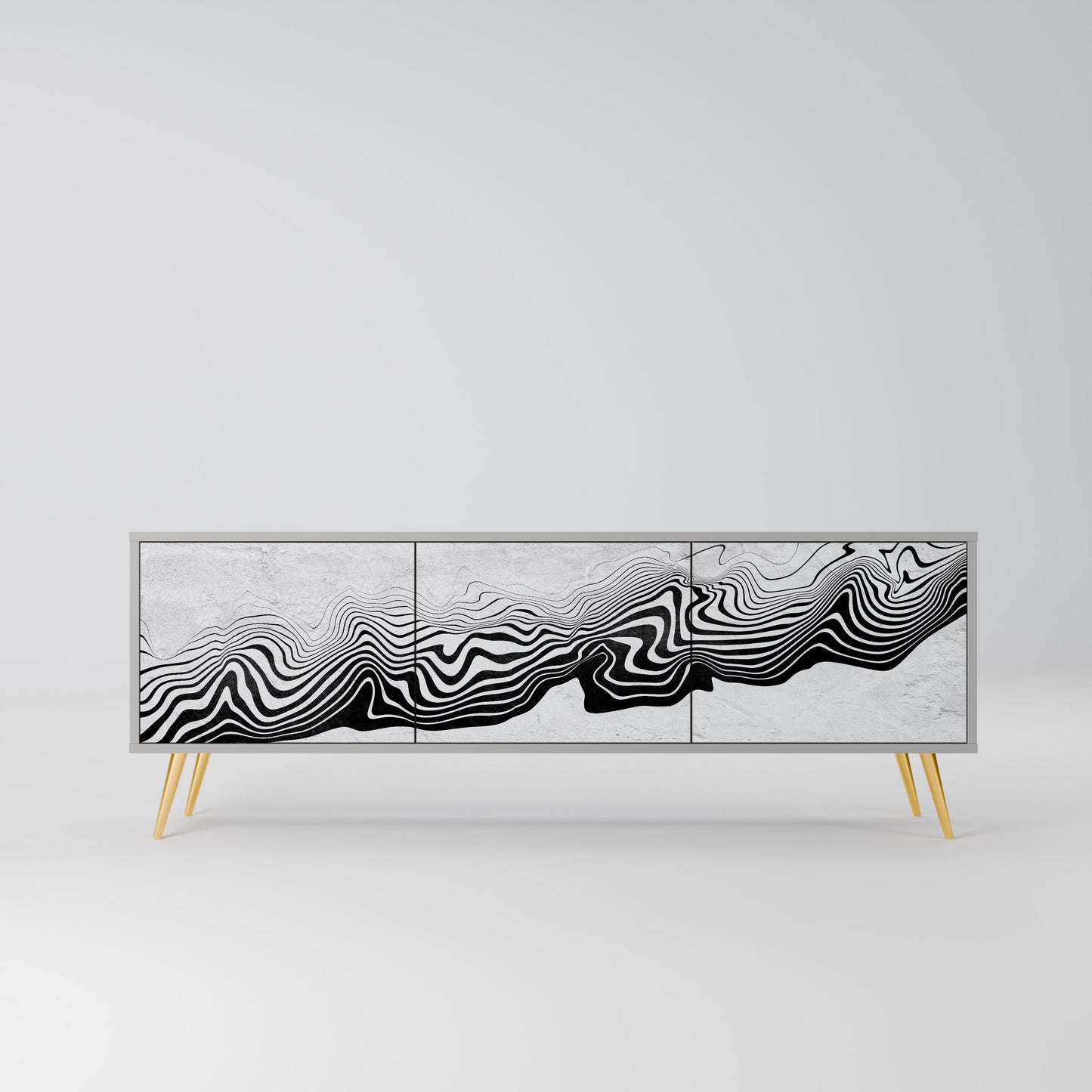 MONOCHROME MIRAGE 3-Door TV Stand in Grey Finish