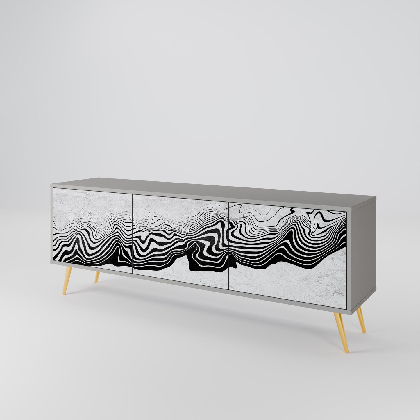 MONOCHROME MIRAGE 3-Door TV Stand in Grey Finish