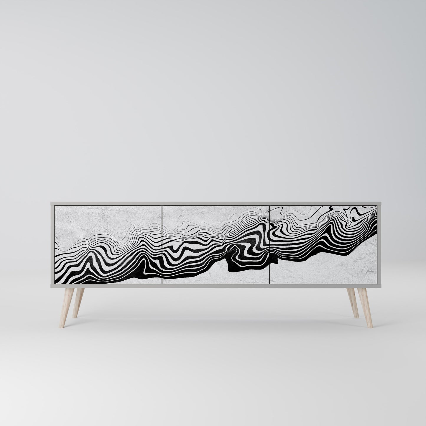MONOCHROME MIRAGE 3-Door TV Stand in Grey Finish