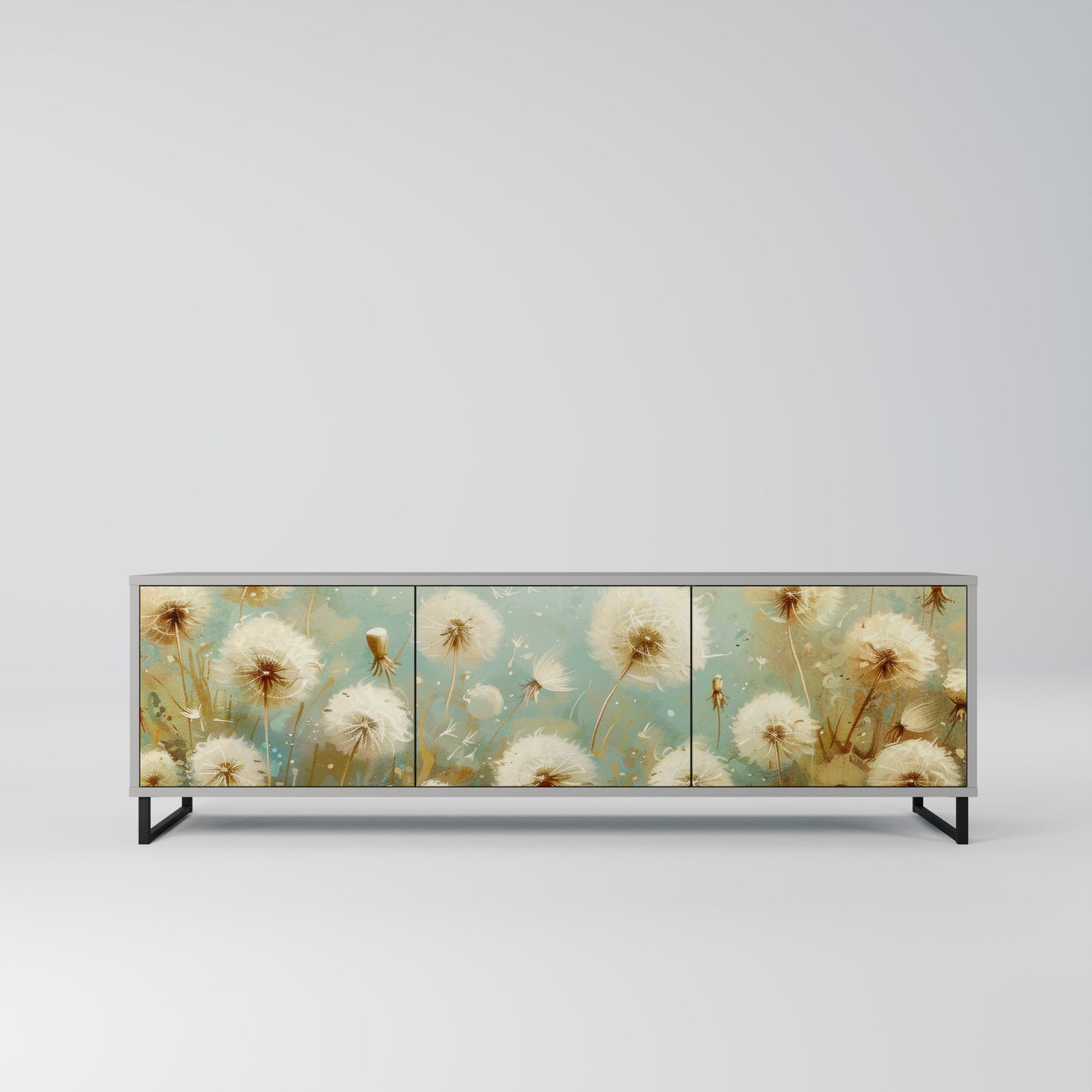 DREAMY MEADOW 3-Door TV Stand in Grey Finish