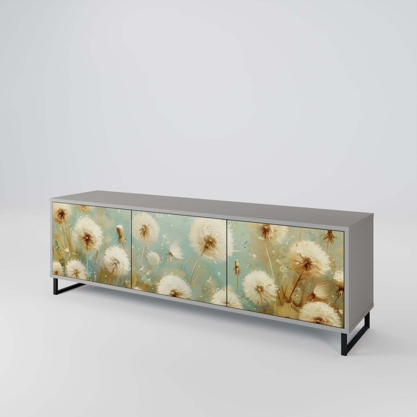 DREAMY MEADOW 3-Door TV Stand in Grey Finish