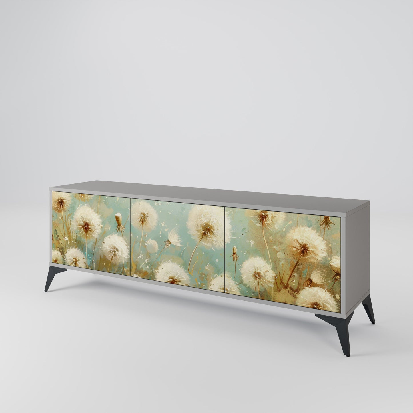 DREAMY MEADOW 3-Door TV Stand in Grey Finish
