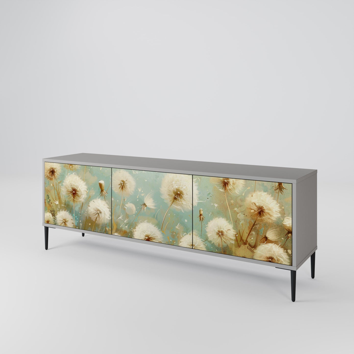 DREAMY MEADOW 3-Door TV Stand in Grey Finish