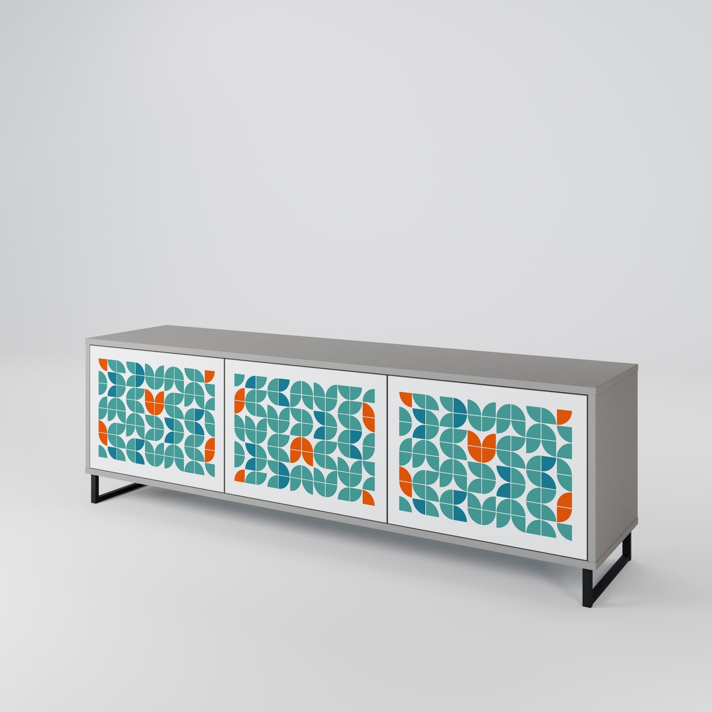 BE THE CHANGE 3-Door TV Stand in Grey Finish