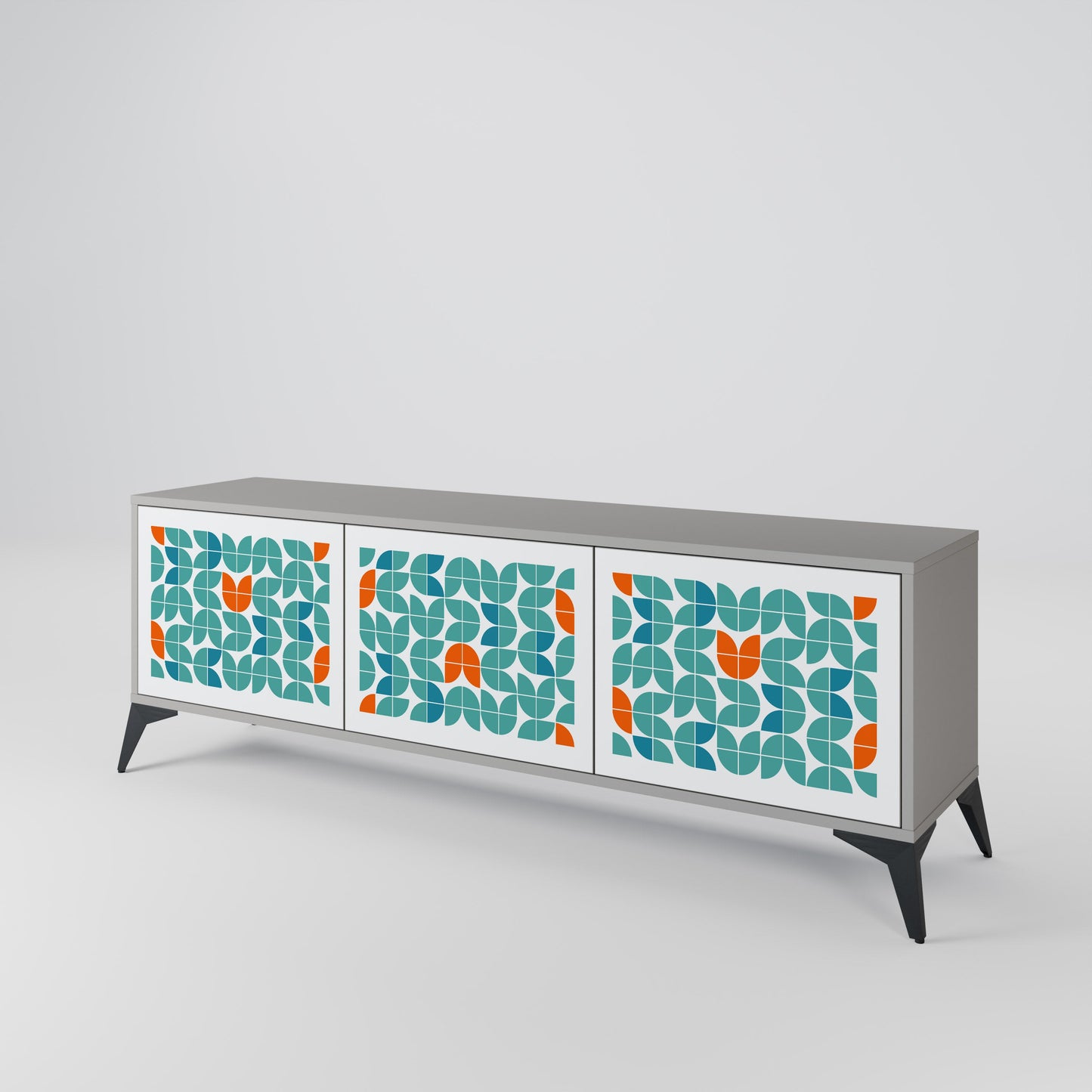 BE THE CHANGE 3-Door TV Stand in Grey Finish
