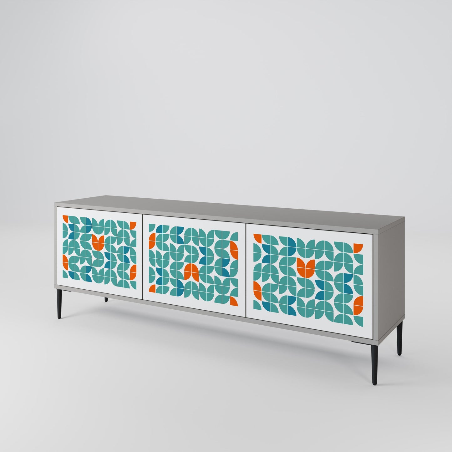 BE THE CHANGE 3-Door TV Stand in Grey Finish