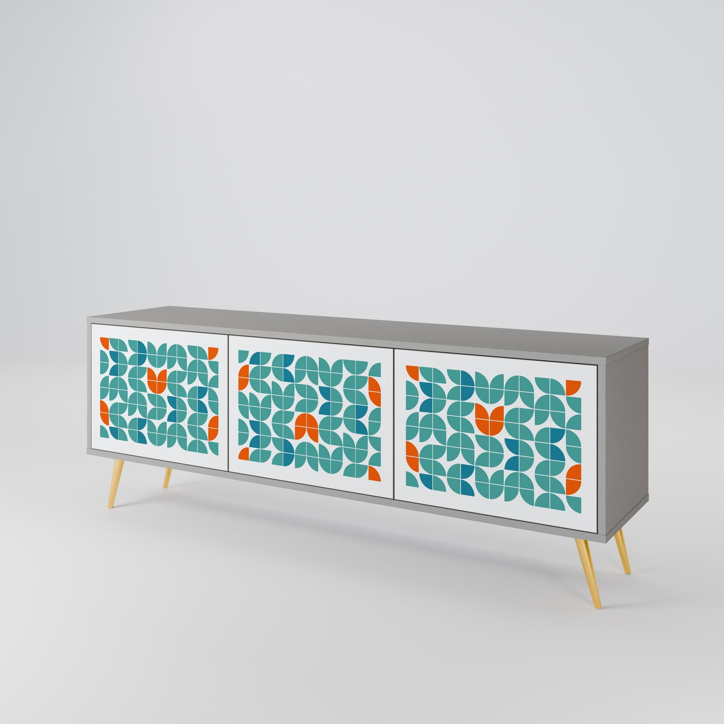 BE THE CHANGE 3-Door TV Stand in Grey Finish