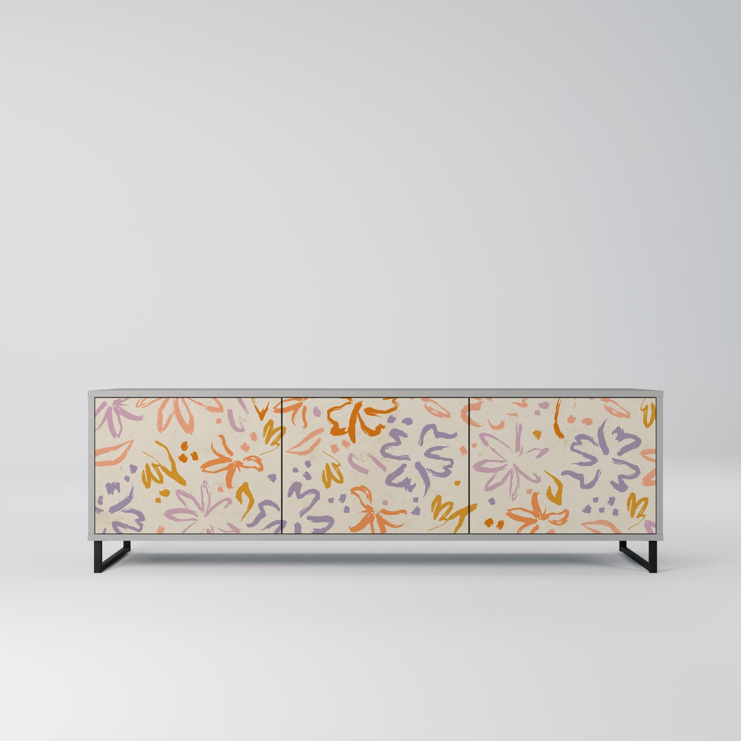 SPRING WHIMSY 3-Door TV Stand in Grey Finish