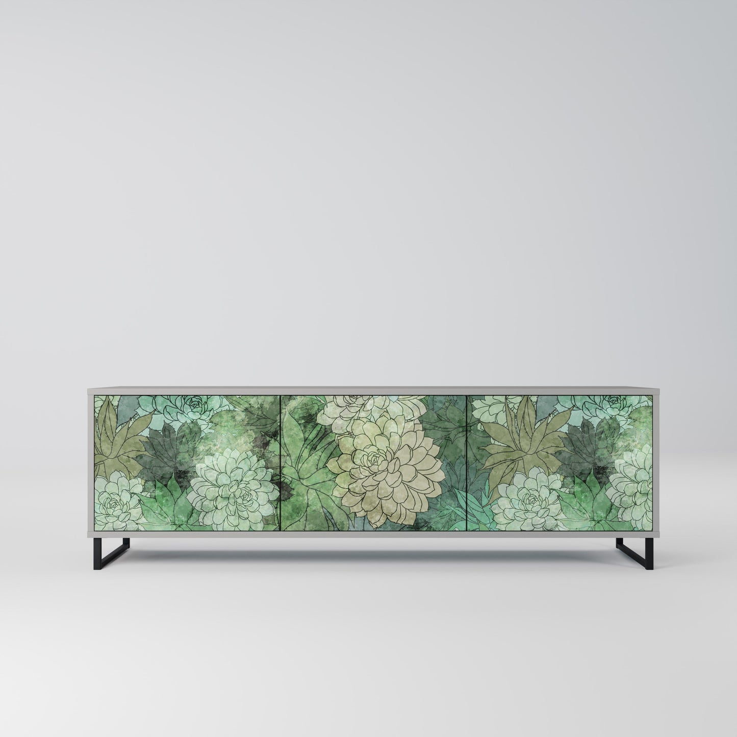 SUCCULENT CLUSTER 3-Door TV Stand in Grey Finish