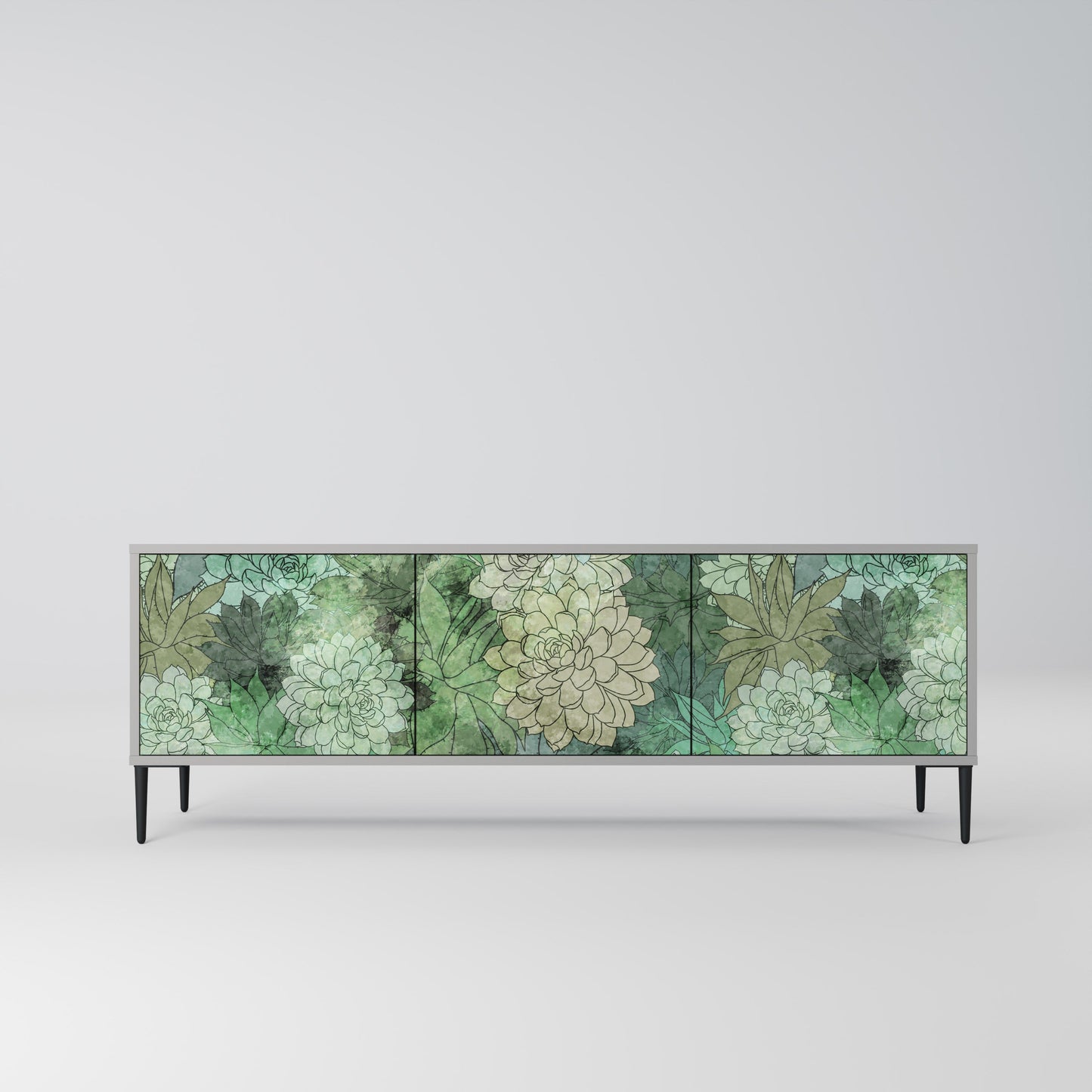 SUCCULENT CLUSTER 3-Door TV Stand in Grey Finish