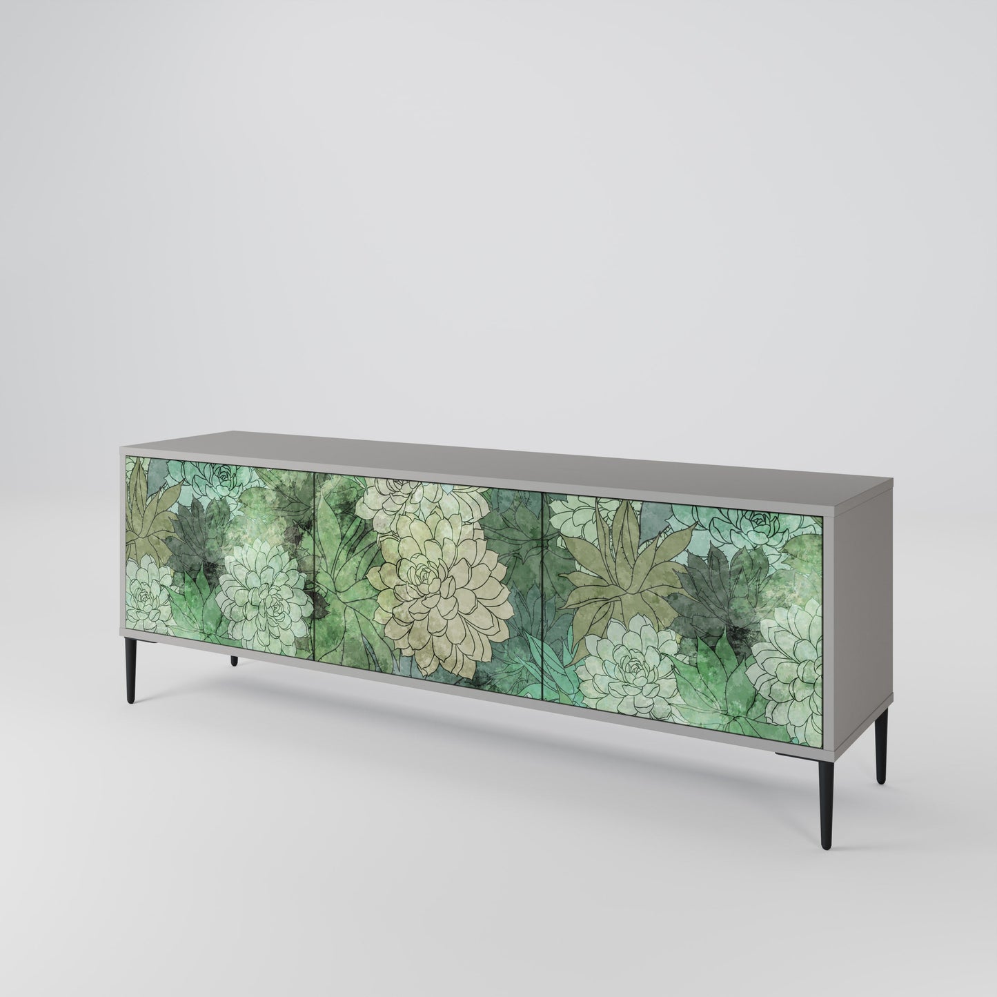 SUCCULENT CLUSTER 3-Door TV Stand in Grey Finish