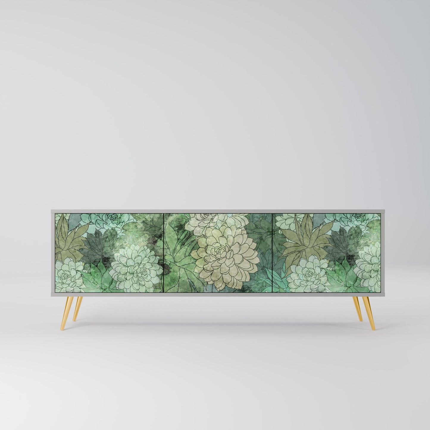 SUCCULENT CLUSTER 3-Door TV Stand in Grey Finish