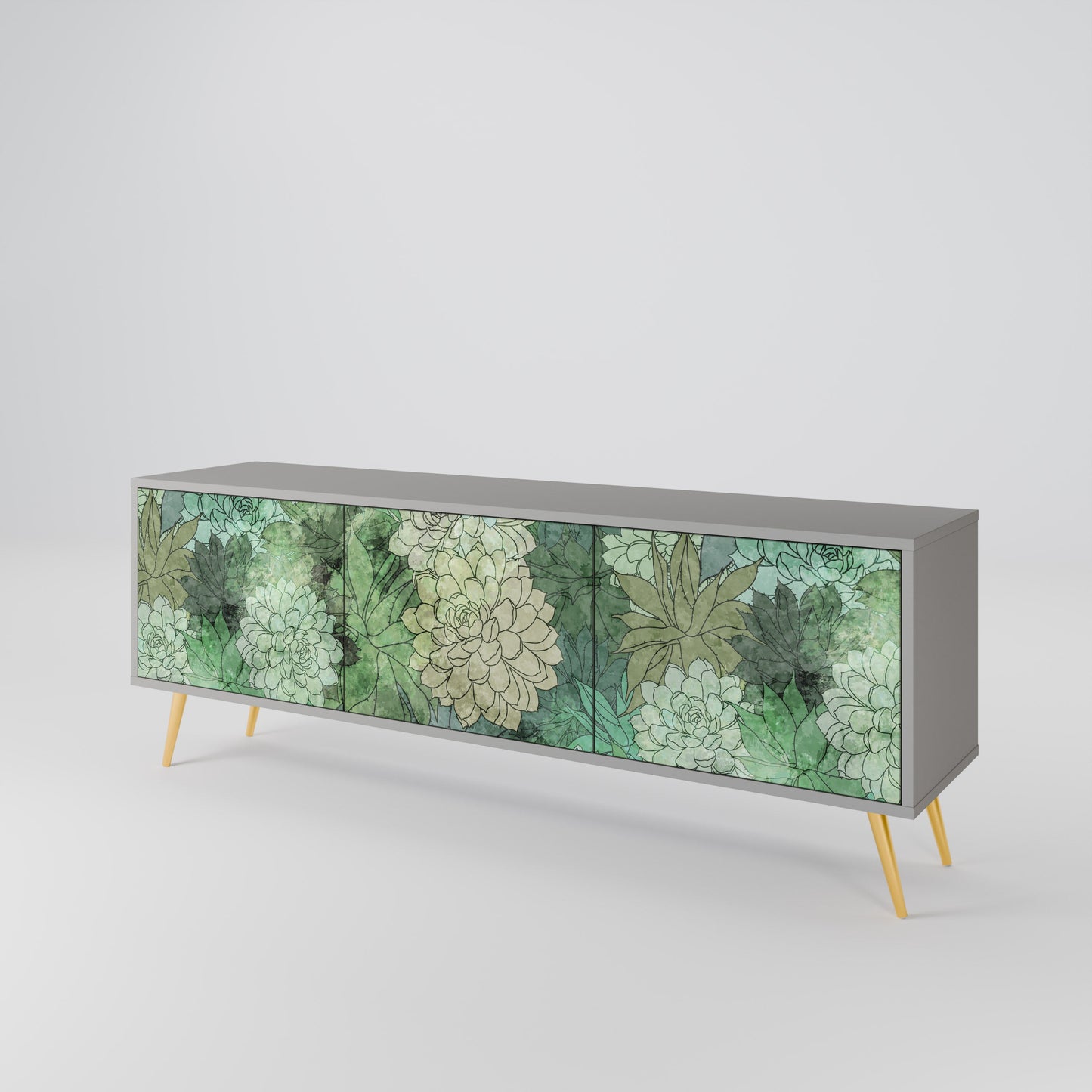SUCCULENT CLUSTER 3-Door TV Stand in Grey Finish