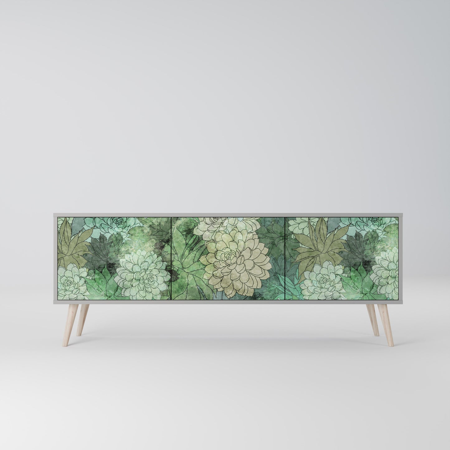 SUCCULENT CLUSTER 3-Door TV Stand in Grey Finish