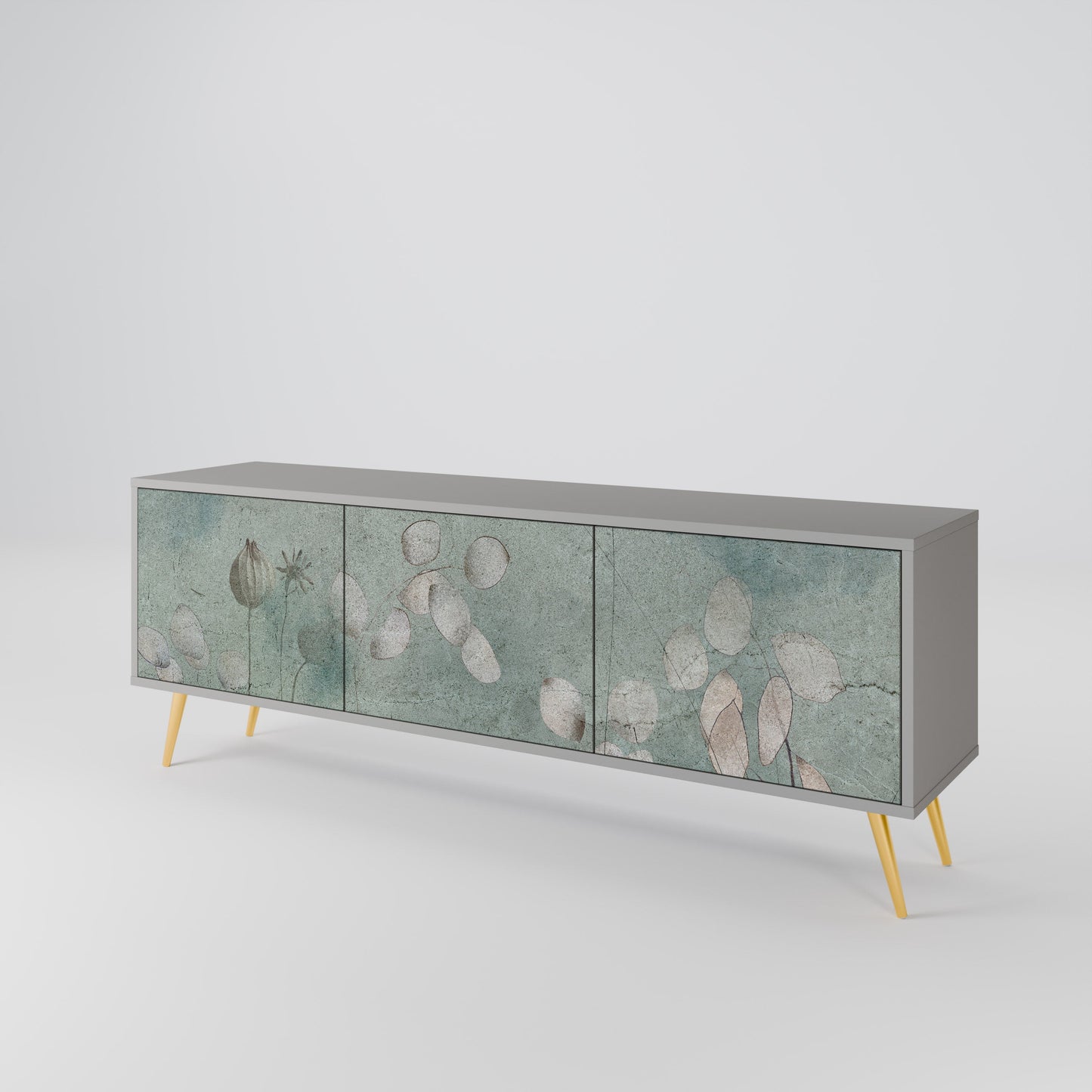 NIGHT LADY 3-Door TV Stand in Grey Finish