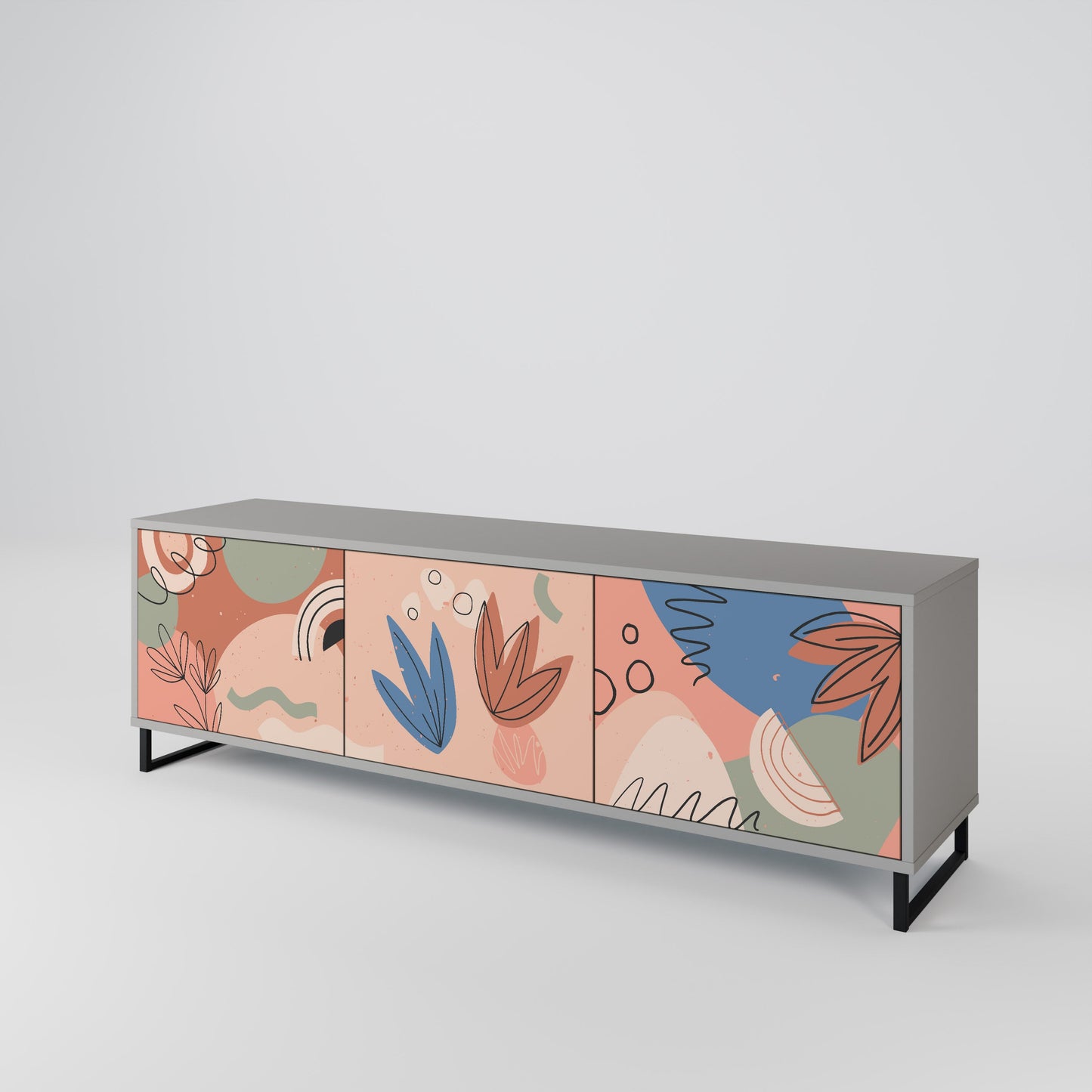 PASTEL DESTINY 3-Door TV Stand in Grey Finish