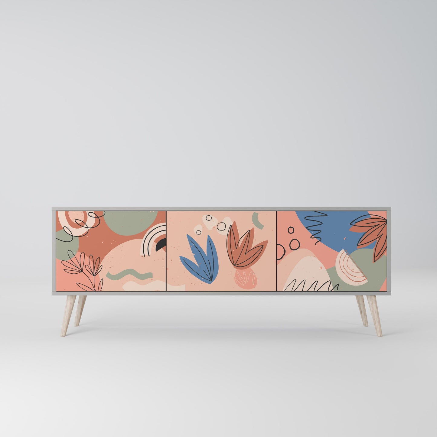 Mobile TV PASTEL DESTINY a 3 ante in finitura grigia
