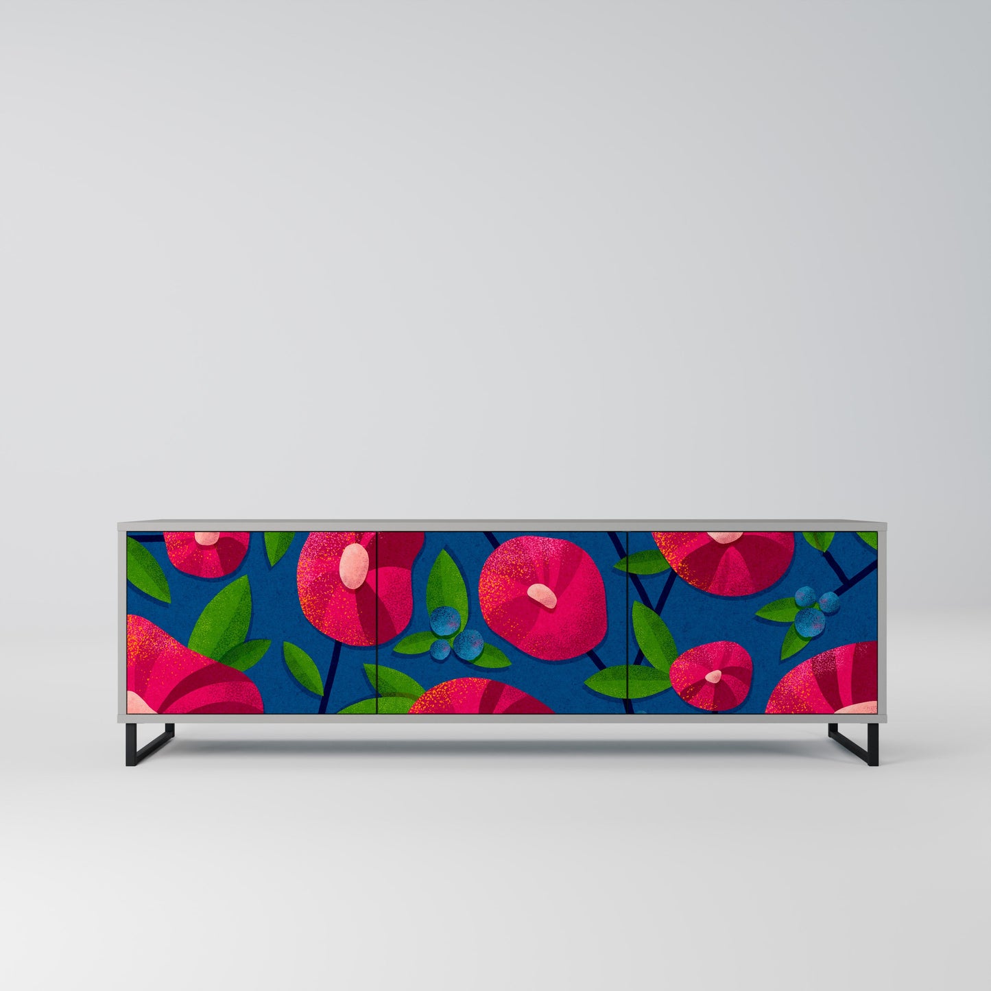 SPRING THOUGHTS 3-Door TV Stand in Grey Finish