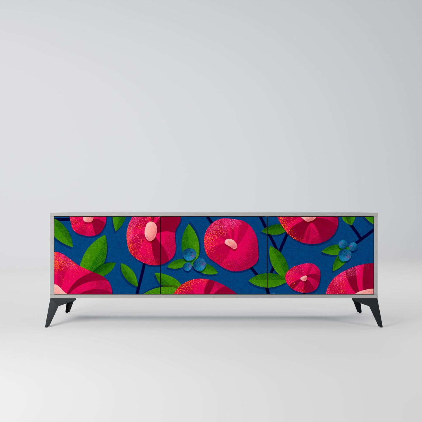 SPRING THOUGHTS 3-Door TV Stand in Grey Finish