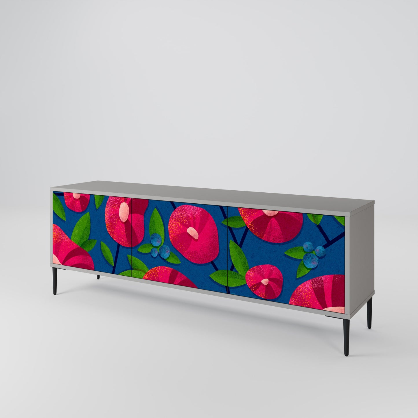 SPRING THOUGHTS 3-Door TV Stand in Grey Finish