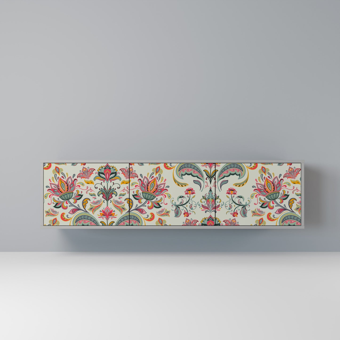 ORGANIC FOLKLORE 3-Door TV Stand in Grey Finish