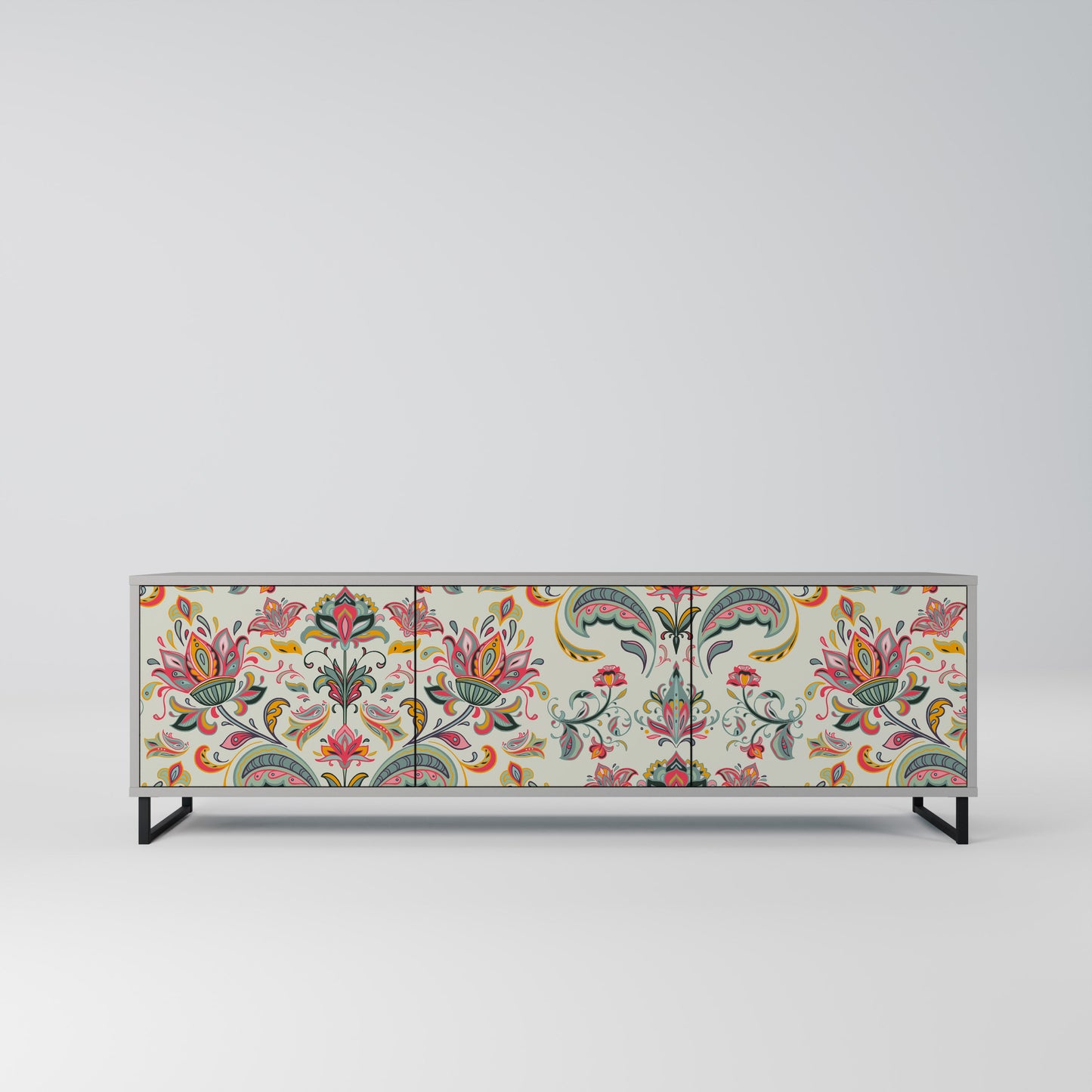ORGANIC FOLKLORE 3-Door TV Stand in Grey Finish