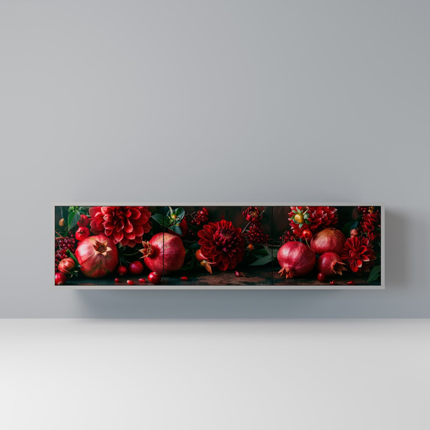 Mobile TV a 3 ante DAHLIAS AND POMEGRANATES in finitura grigia