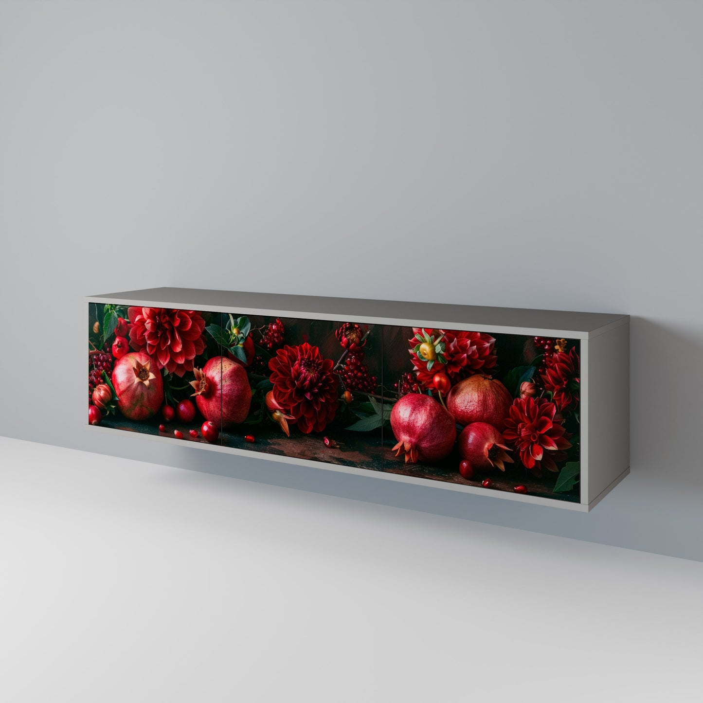 Mobile TV a 3 ante DAHLIAS AND POMEGRANATES in finitura grigia