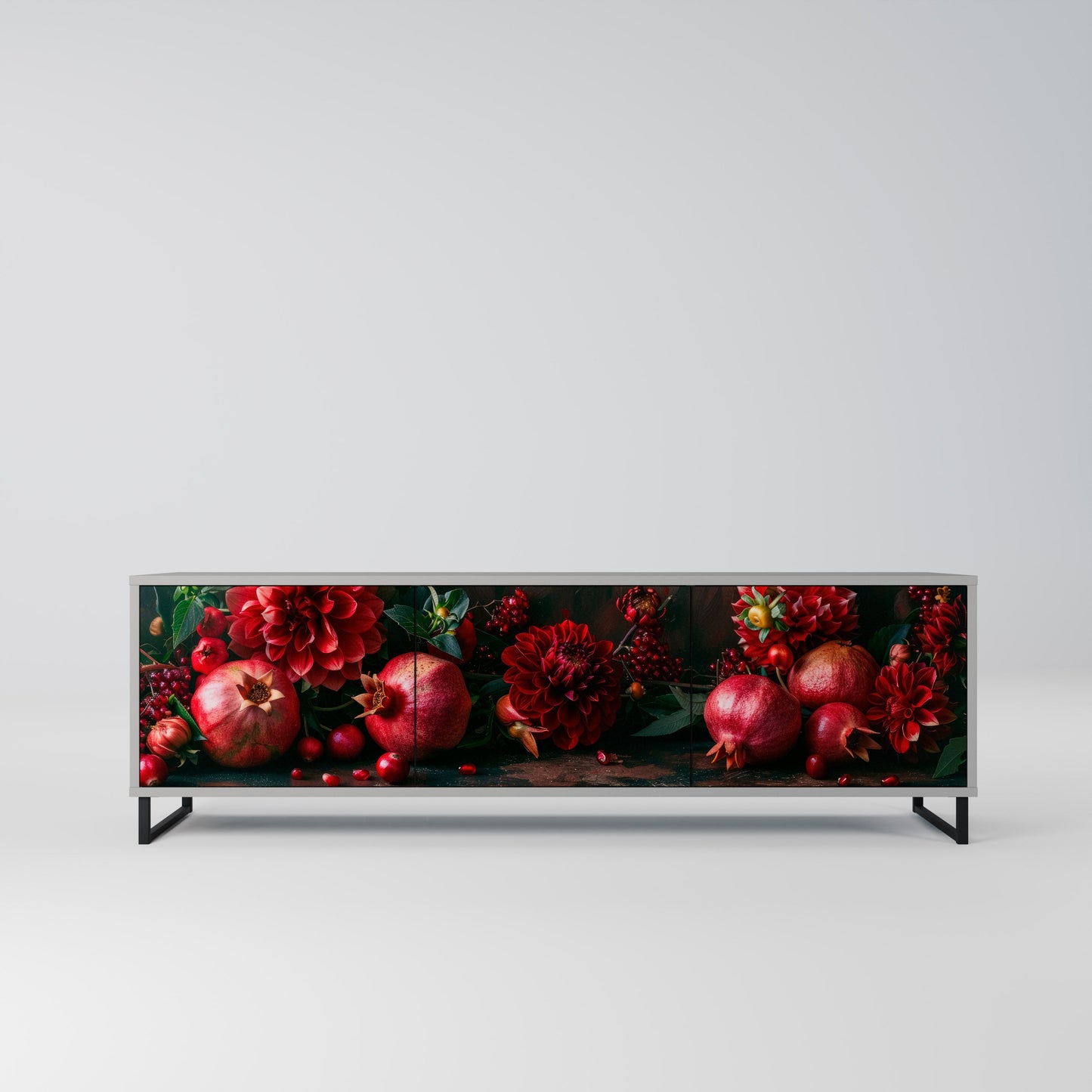 Mobile TV a 3 ante DAHLIAS AND POMEGRANATES in finitura grigia