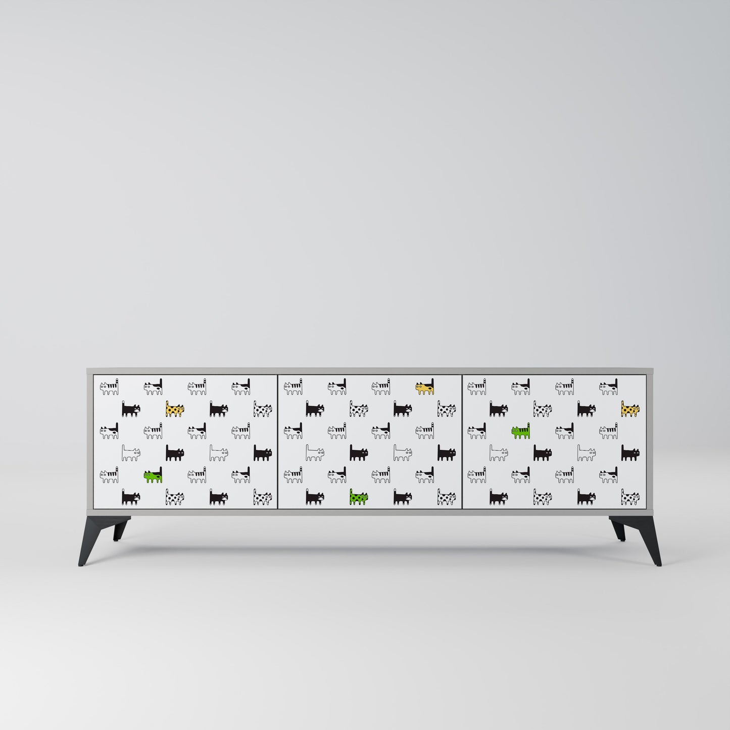 CATS COMPILATION 3-Door TV Stand in Grey Finish