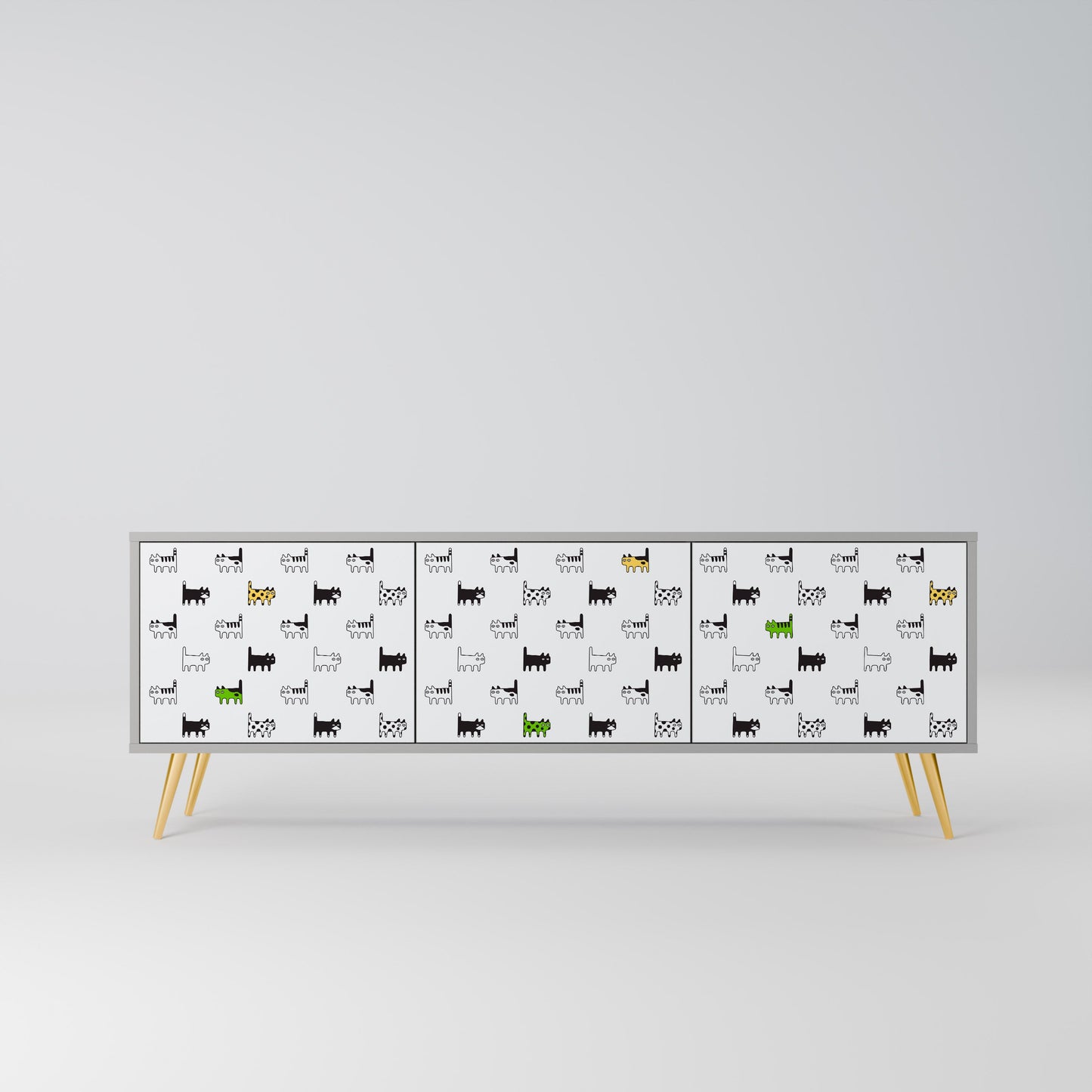 CATS COMPILATION 3-Door TV Stand in Grey Finish