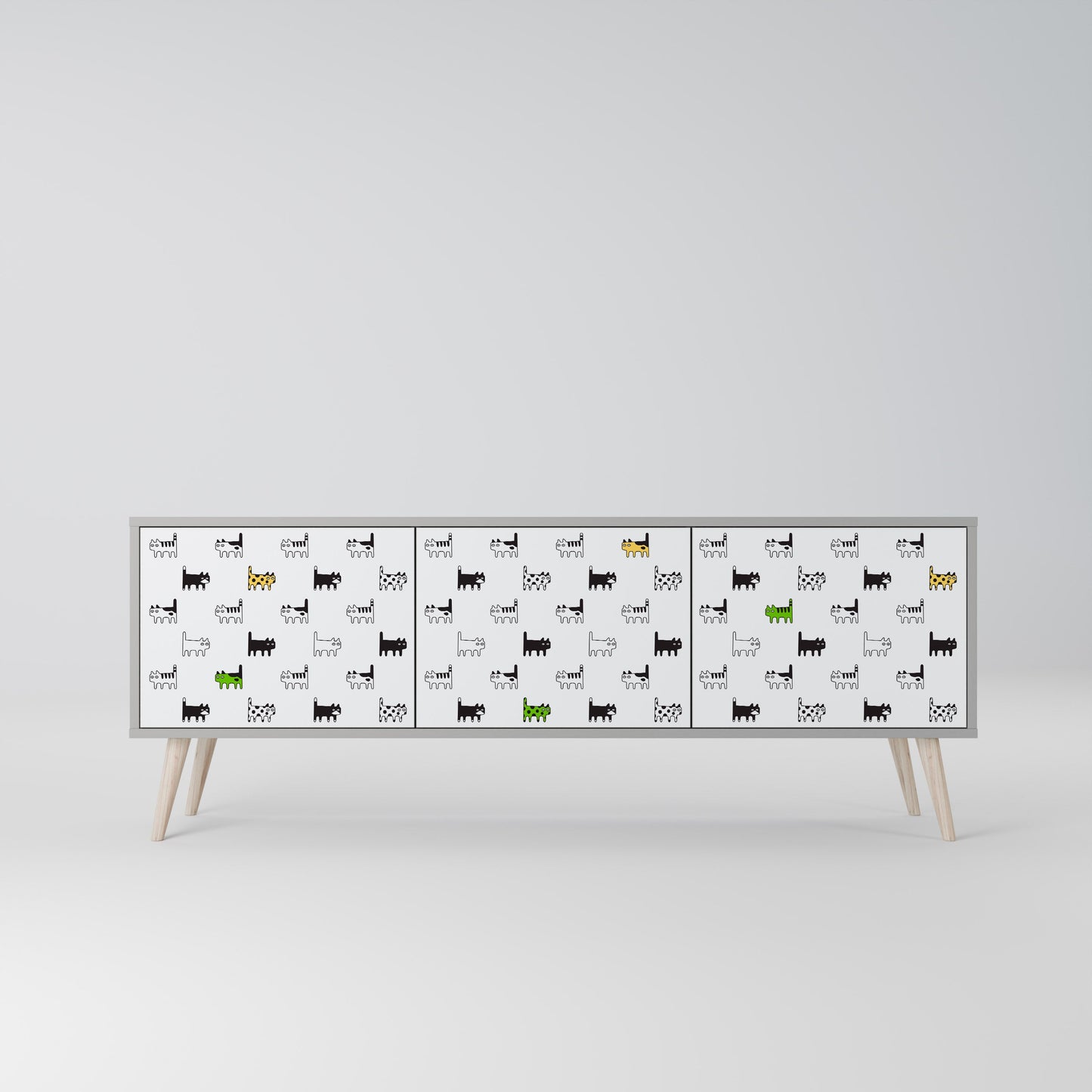 CATS COMPILATION 3-Door TV Stand in Grey Finish