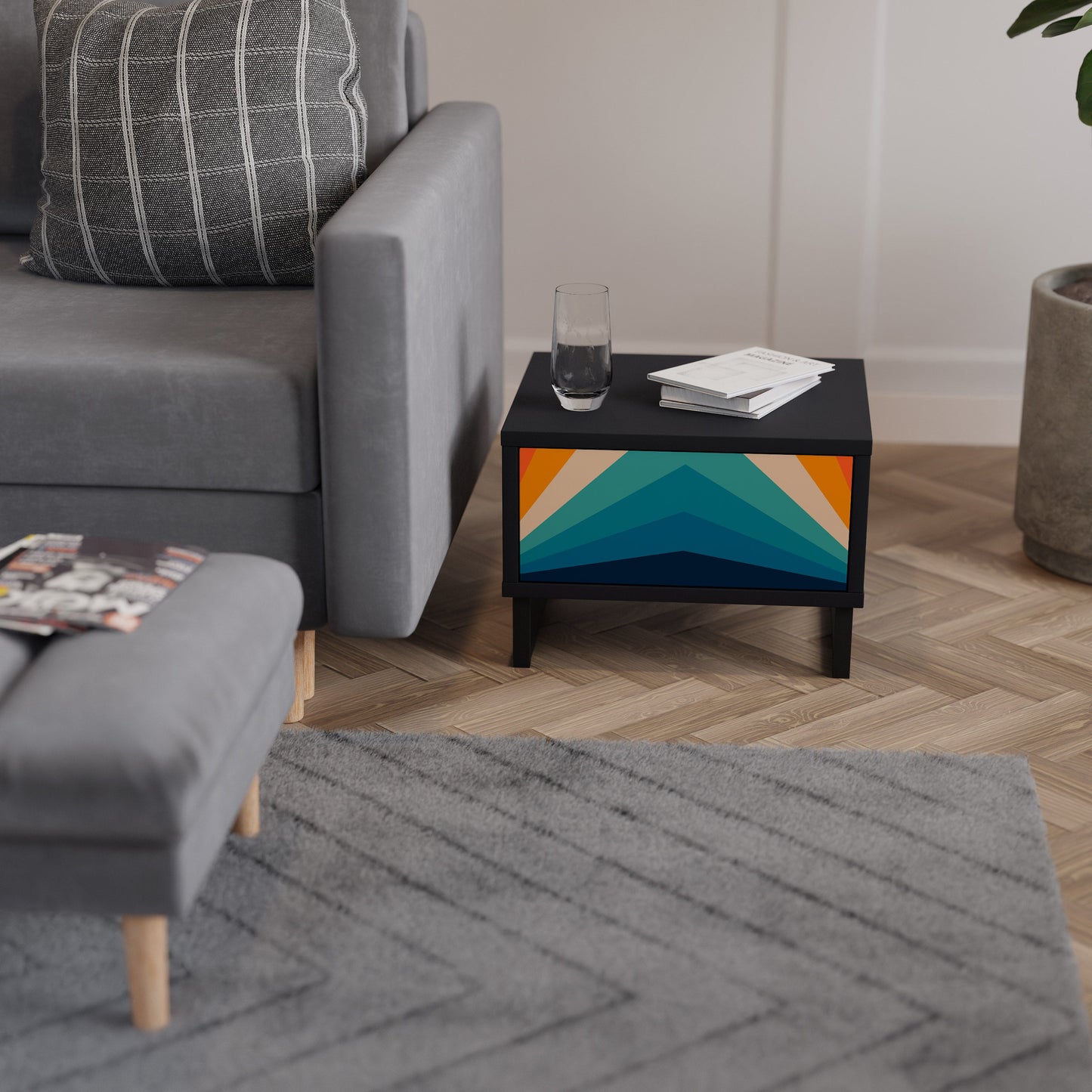 PRISM CONCUSSION Nightstand in Black Finish