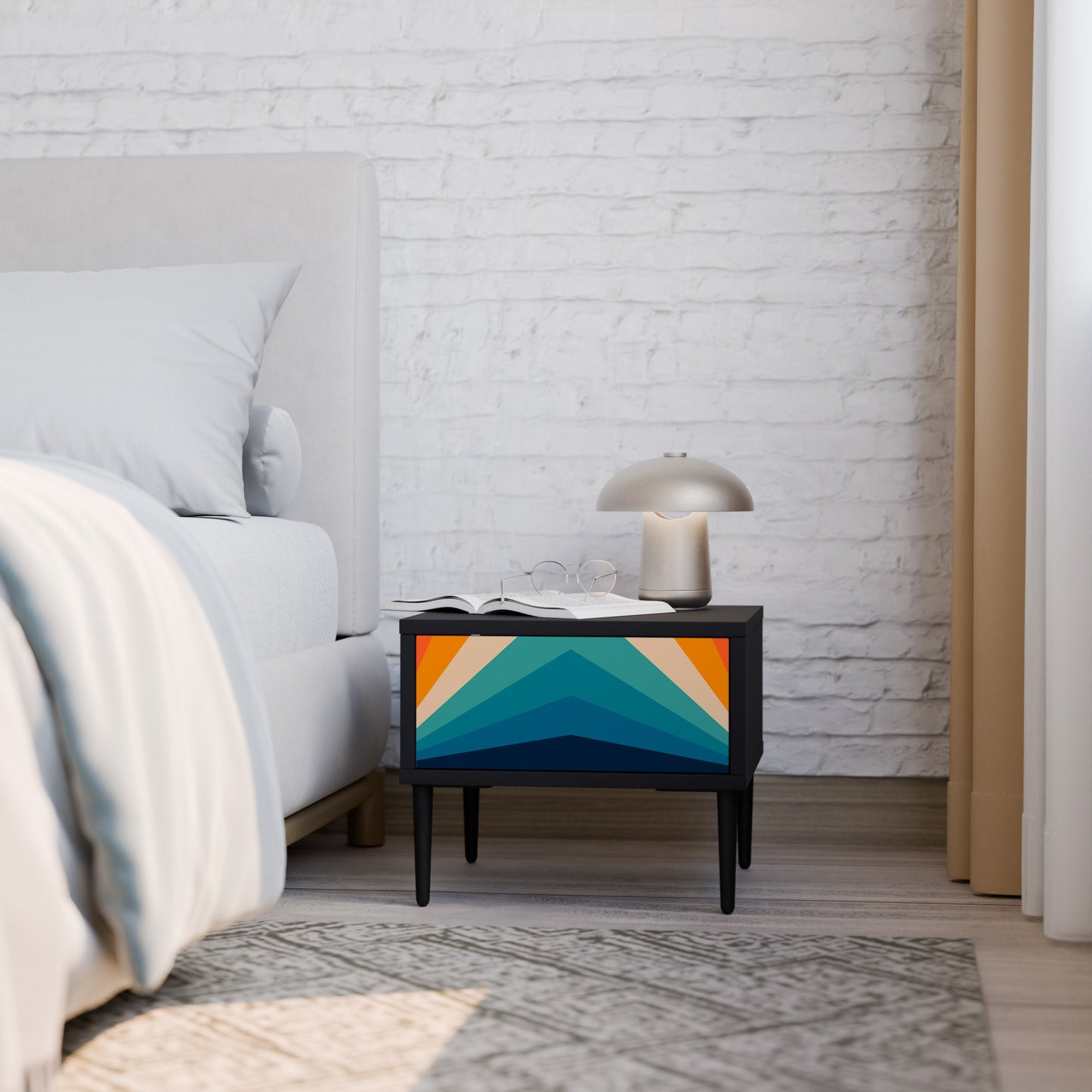 PRISM CONCUSSION Nightstand in Black Finish