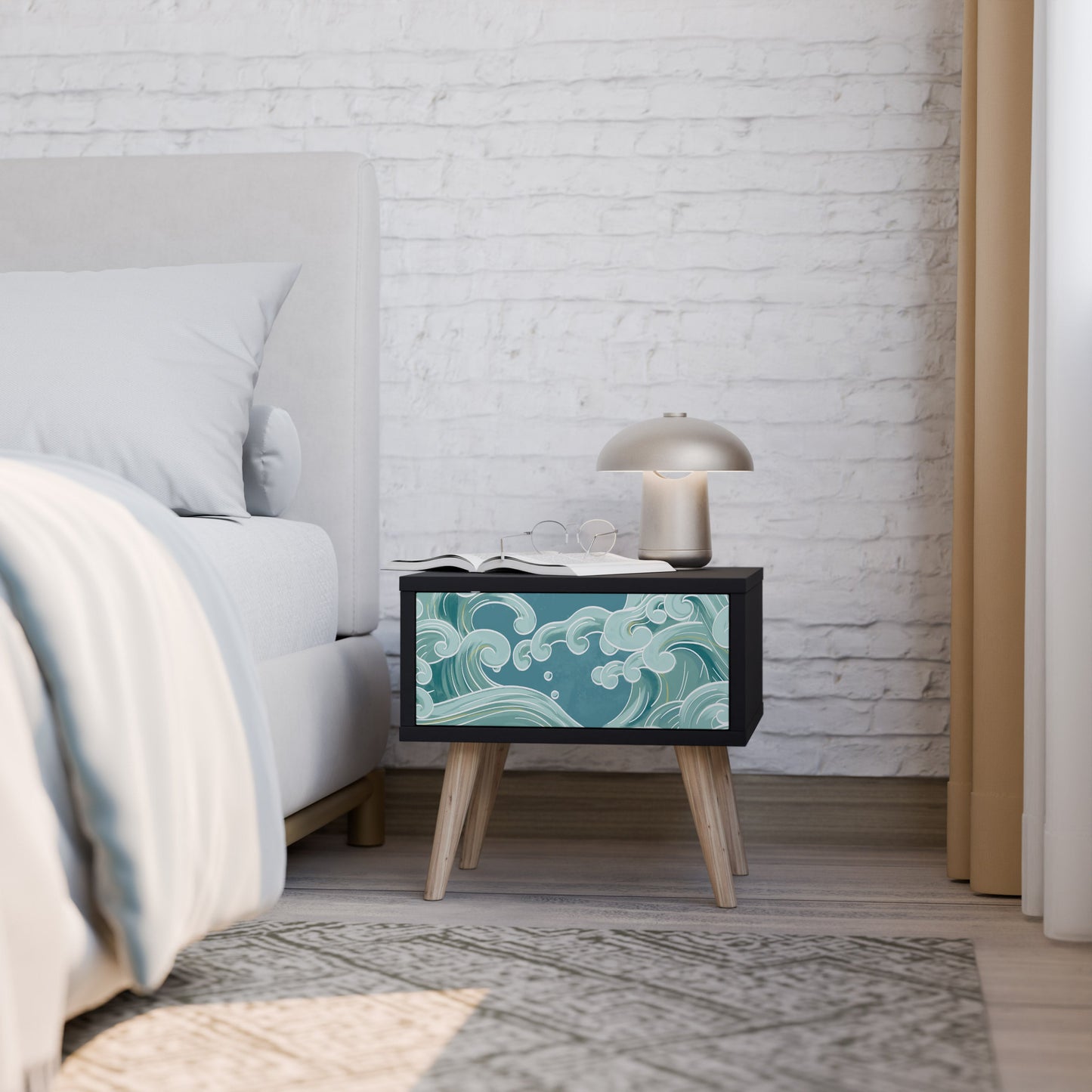 ASIAN SWAY Nightstand in Black Finish